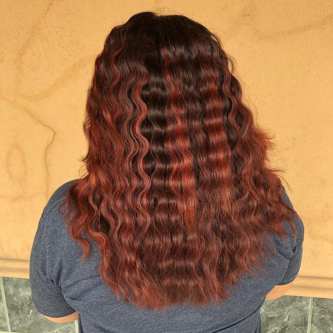 Red Auburn Crimped Hair