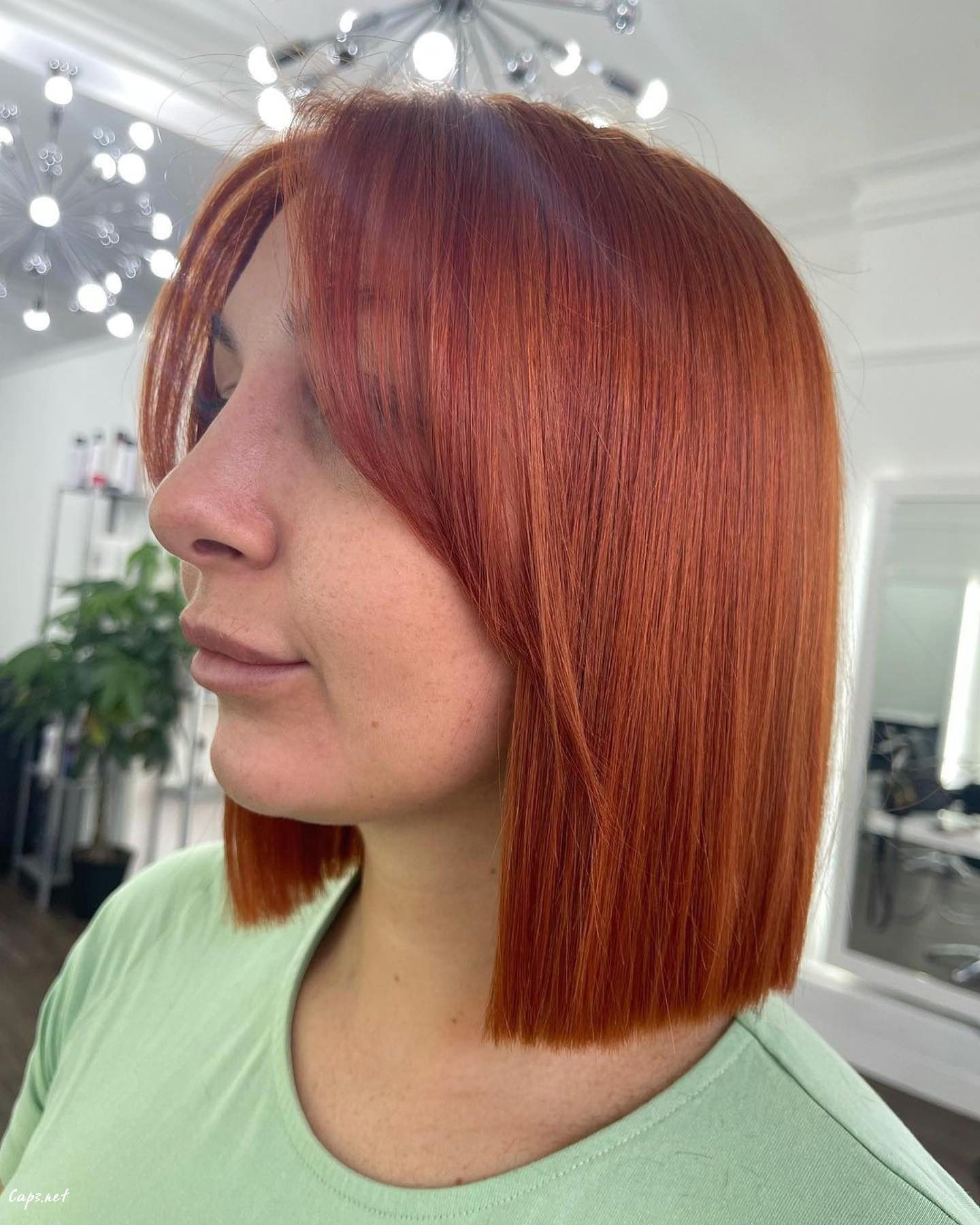 Copper Bob With Curtain Bangs