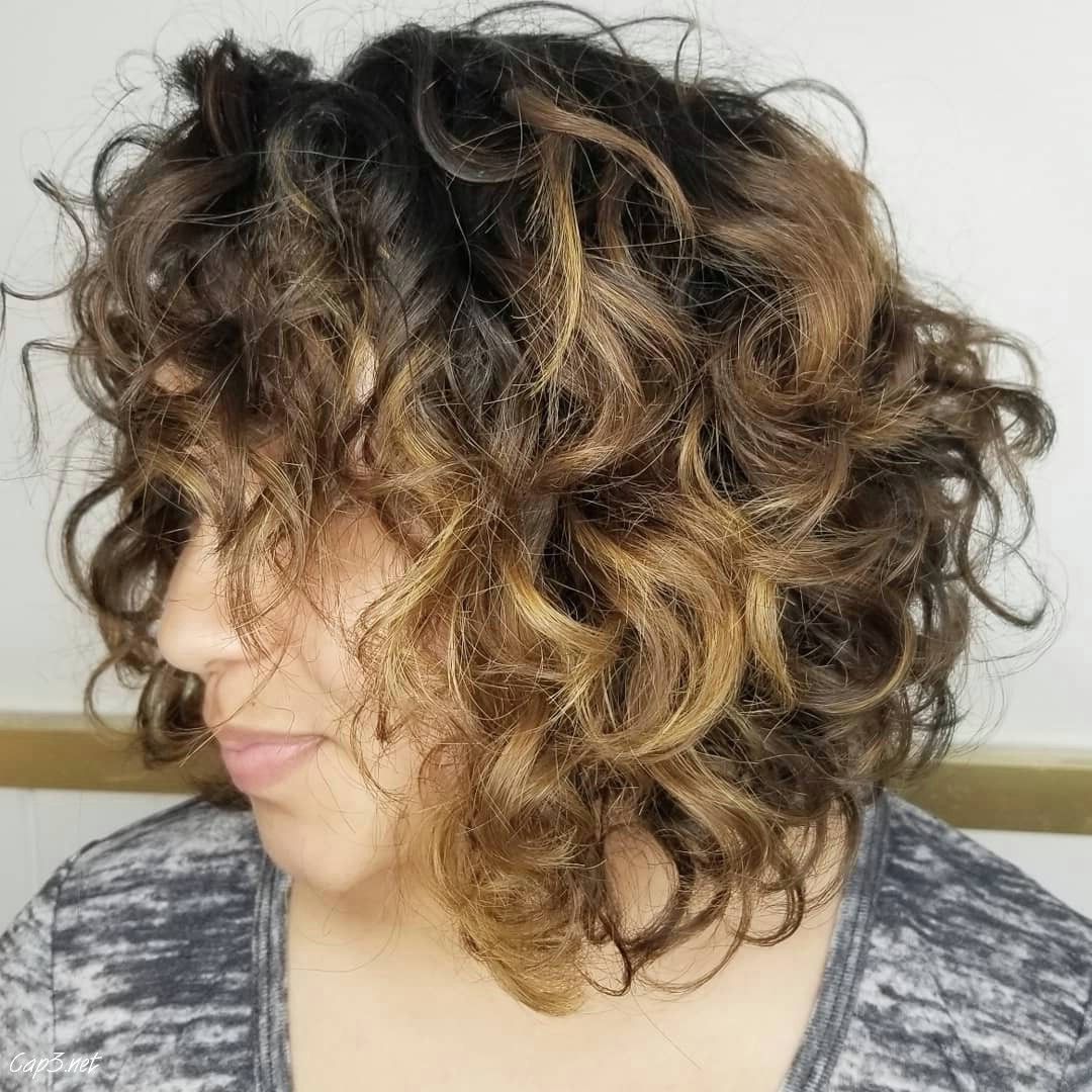 Curly Lob Balayage Hair