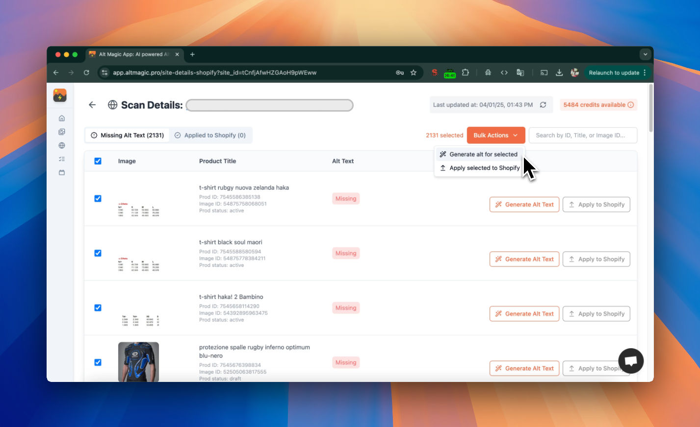 Shopify Bulk Generation