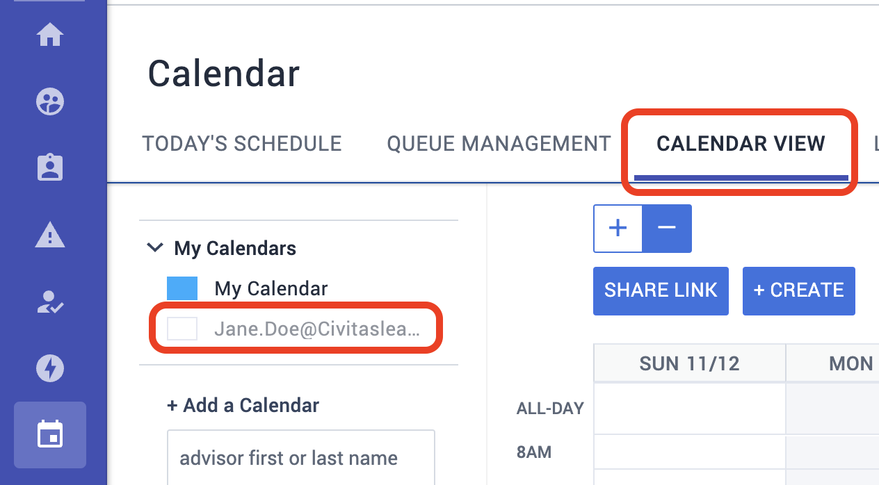 Any synced calendars appear under your My Calendars list