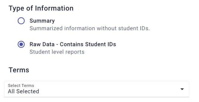 Choose Summary or Raw (which has student information)