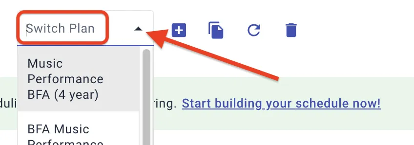 Use the Switch Plan dropdown to switch between primary and any additional plans the student may have.