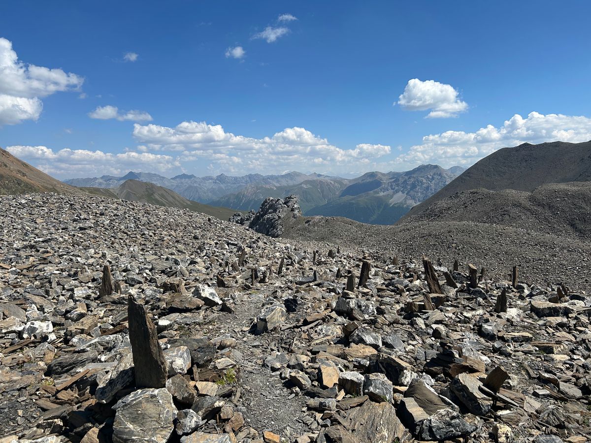 Rocky alpine scenery near Kesch Hut
