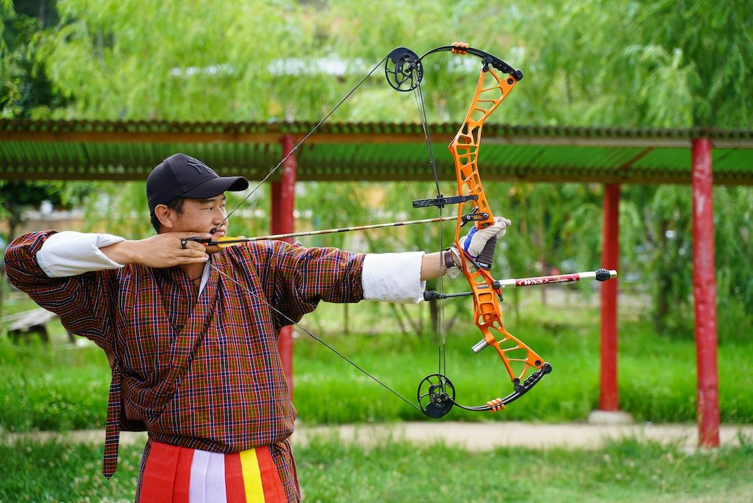 An archer during an archery match.