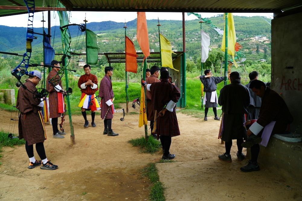 A Bhutanese archery match — where laughter, precision, and centuries-old ritual meet.