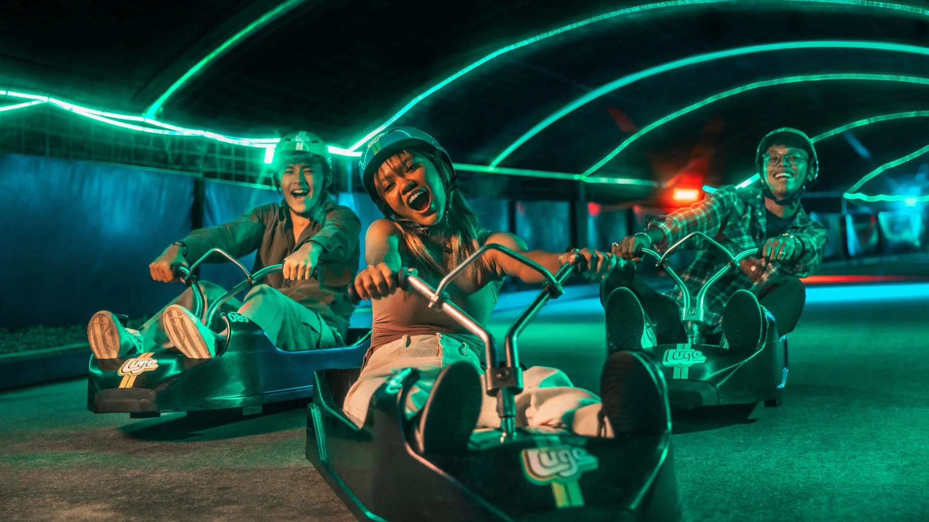 Race Downhill at Night Luge Sentosa