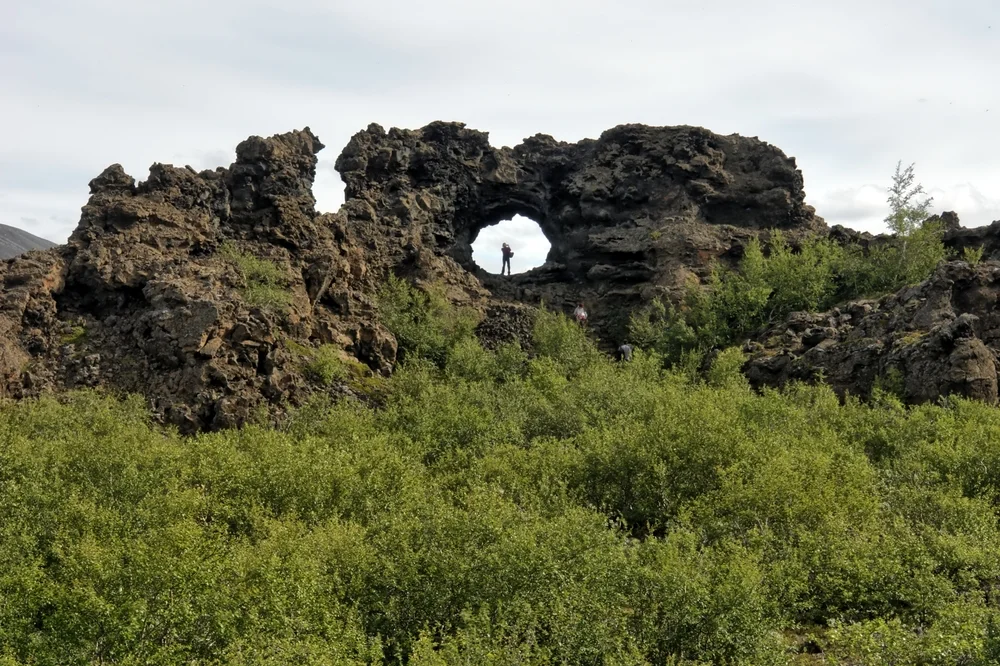 Walk among lava fields at Dimmuborgir