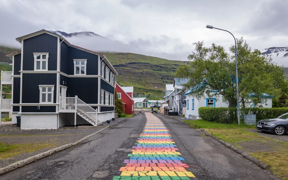 Explore colorful streets in Seyðisfjörður