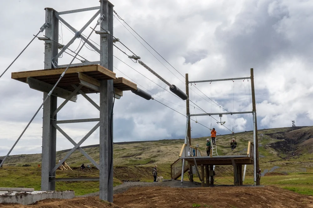 Ziplining in Vík