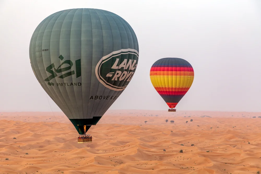 Float above the desert on a hot air balloon ride