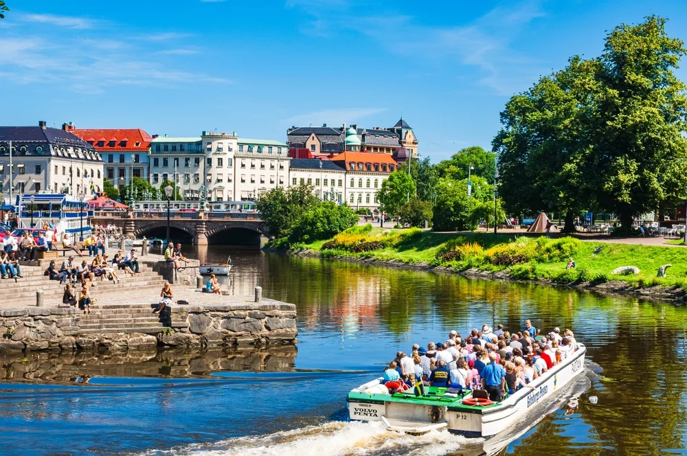 Ride a canal boat through Gothenburg