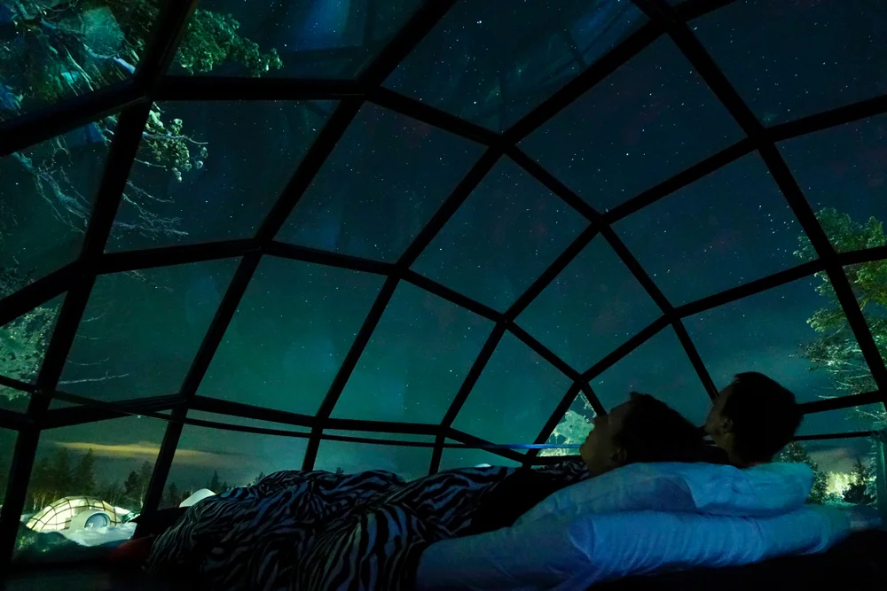 Sleep under the stars in a glass igloo