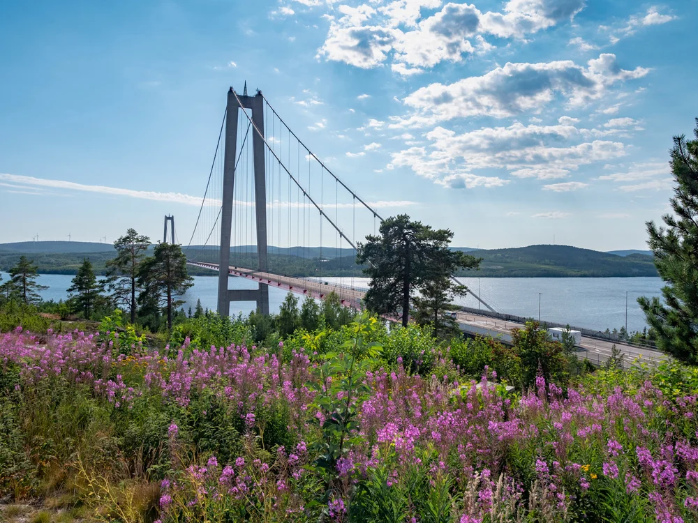 Enjoy sunset by the High Coast Bridge