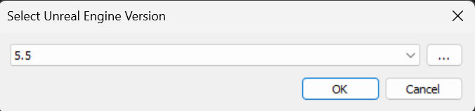 Select Unreal Version from dropdown
