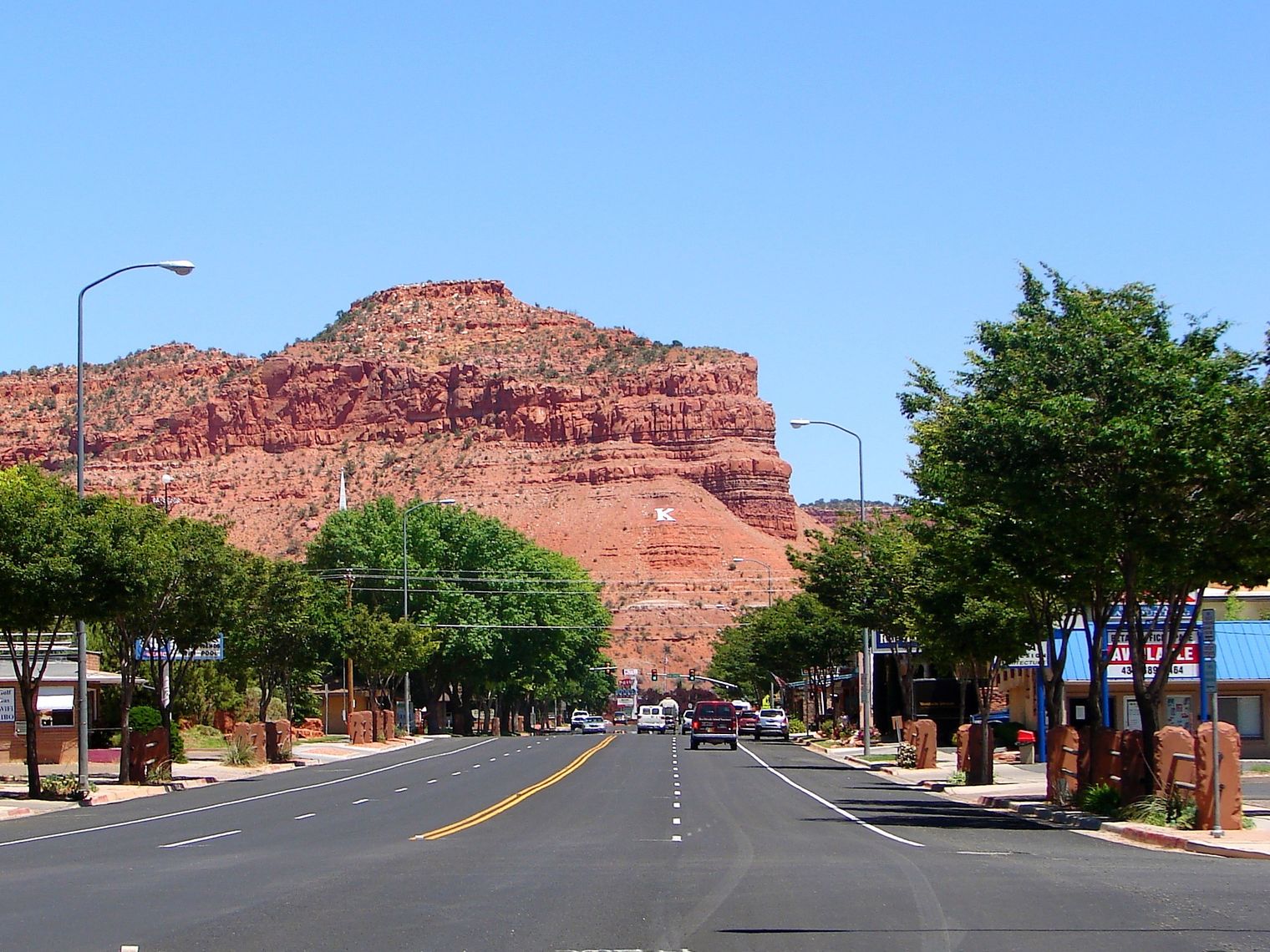 Driving along the road in Kanab, Utah