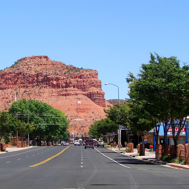 Driving along the road in Kanab, Utah