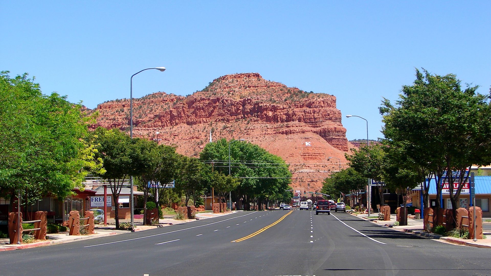 Driving along the road in Kanab, Utah