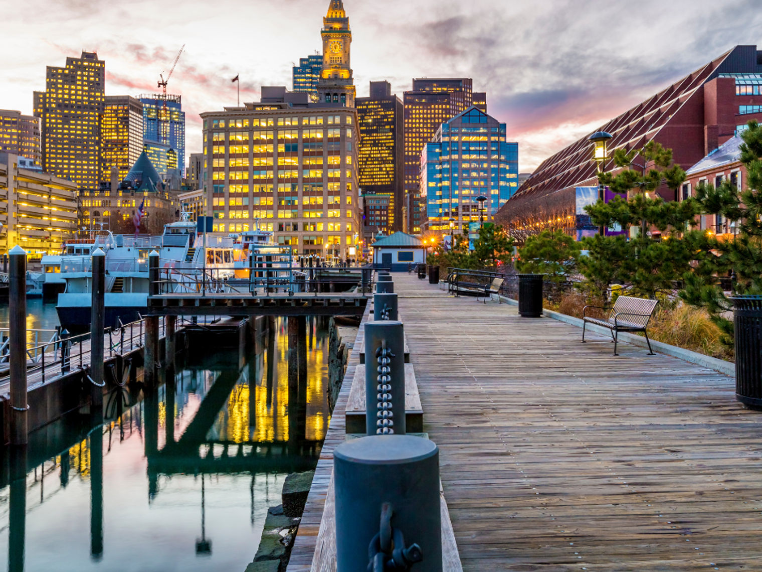 US New England Boston View skyline harbour