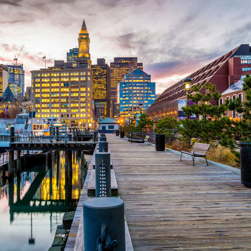 US New England Boston View skyline harbour