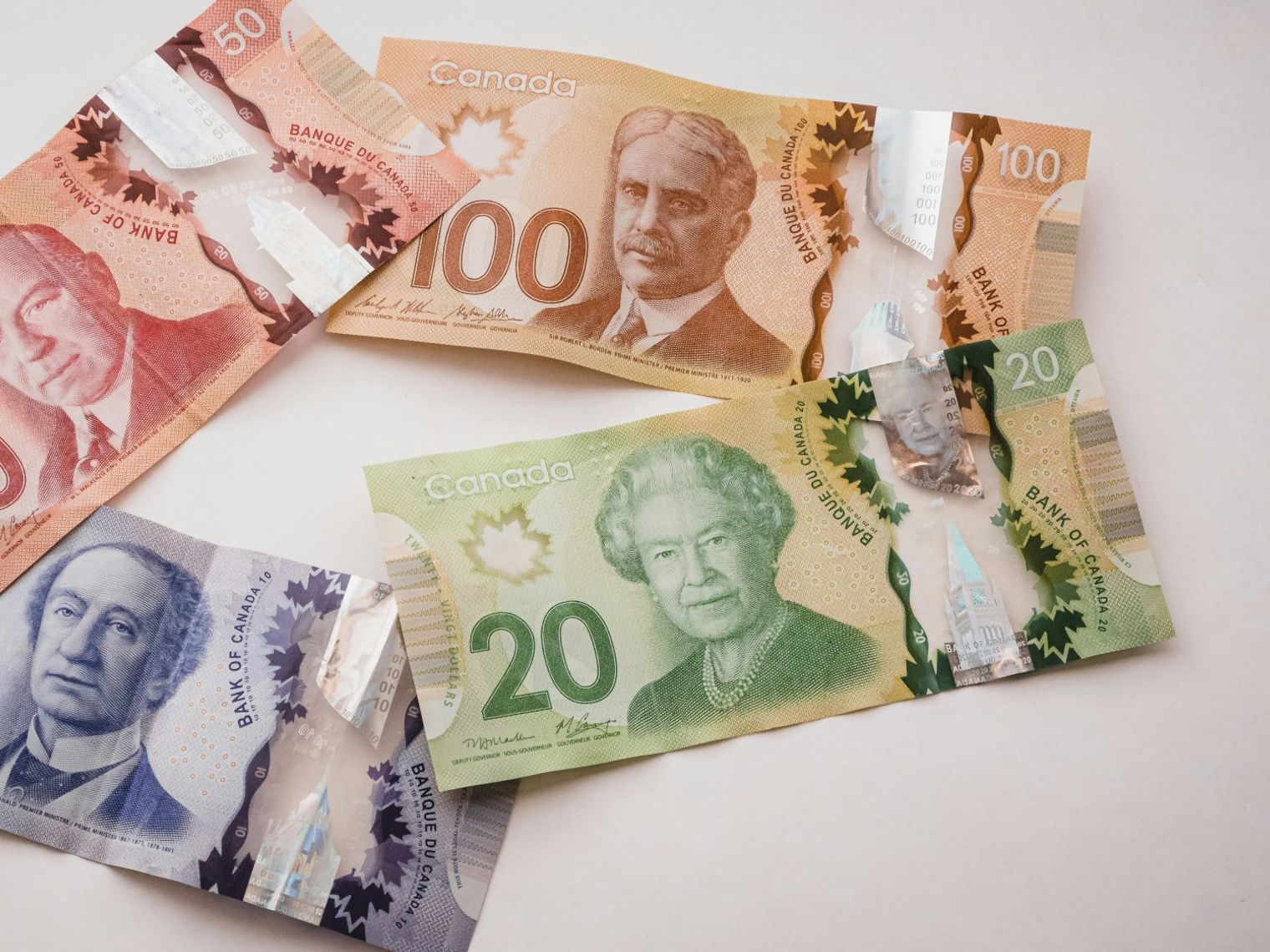 Multiple values of Canadian Dollar bills