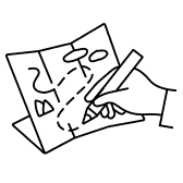 An illustration of a hand drawing on a map.