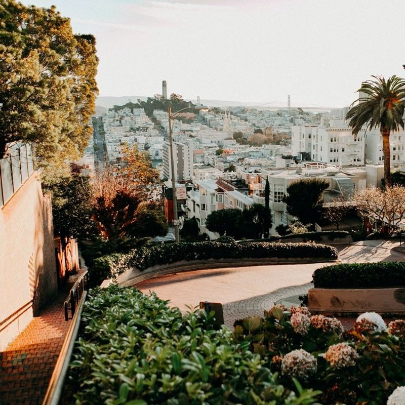 Een beeld van Lombard Street in San Francisco, Californië