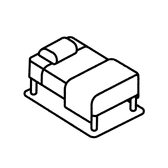 An illustration of a single bed