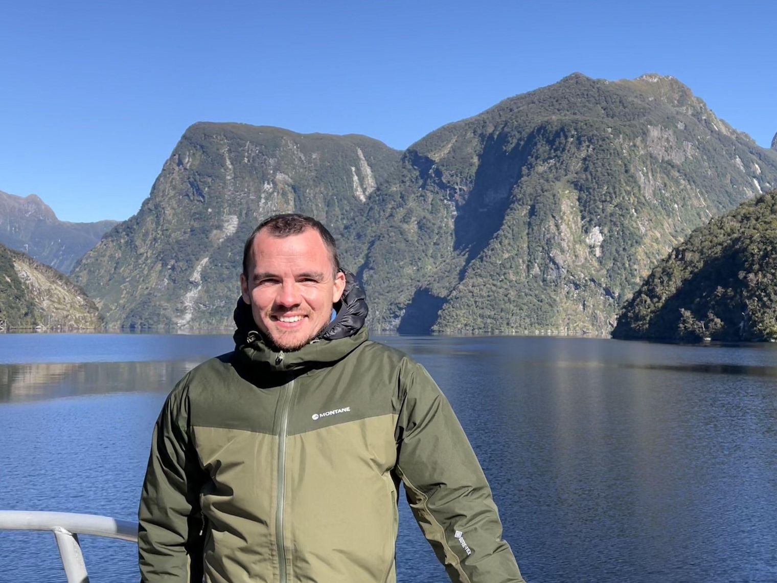 TravelEssence specialist Kieran on a boat trip in Doubtful Sound, New Zealand