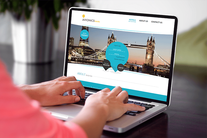 travel booking software macbook mockup