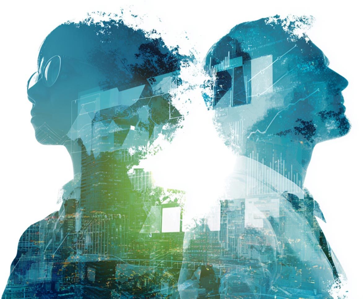 Double exposure profile artwork