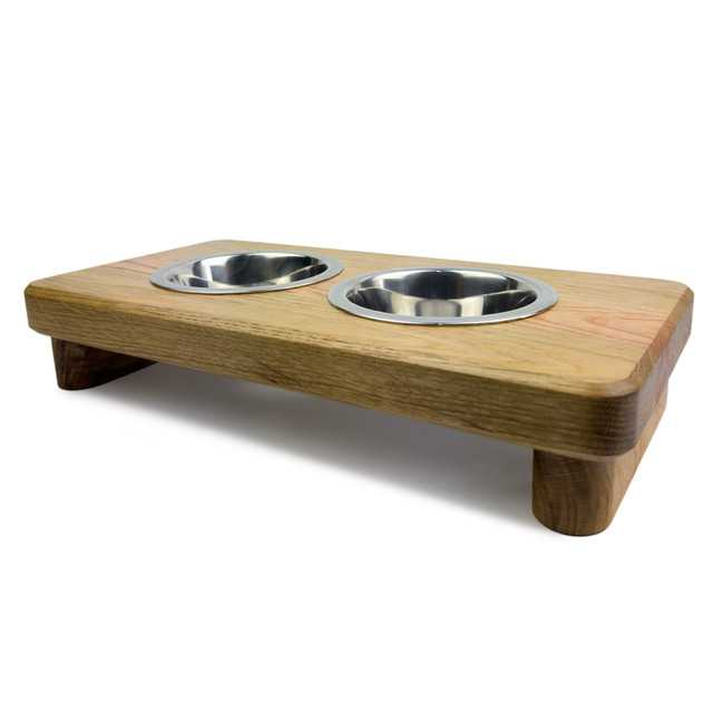 Drewniany bufet dla psa lub kota, stojak na miski, rozmiar S, 40 cm x 20 cm