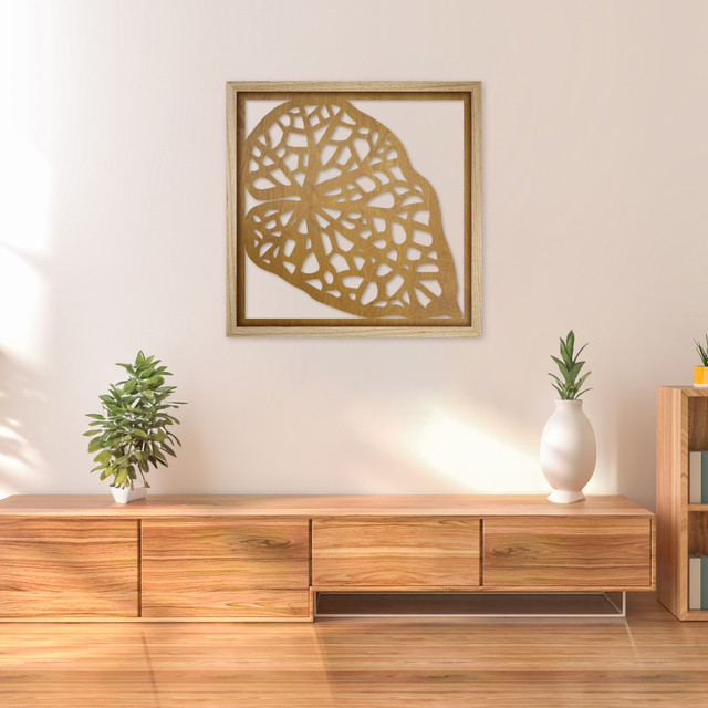Obraz ażurowy w ramie dębowej, 50 cm x 50 cm, jasny dąb, projekt 13