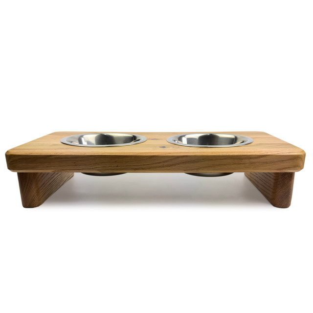 Drewniany bufet dla psa lub kota, stojak na miski, rozmiar L, 60 cm x 30 cm