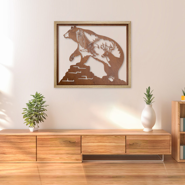 Obraz ażurowy w ramie dębowej, 50 cm x 58 cm, ciemny dąb, projekt 9