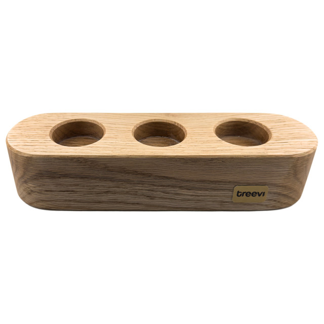 Drewniany świecznik na tealighty, dąb, 23.5 cm x 6.8 cm, wosk pszczeli