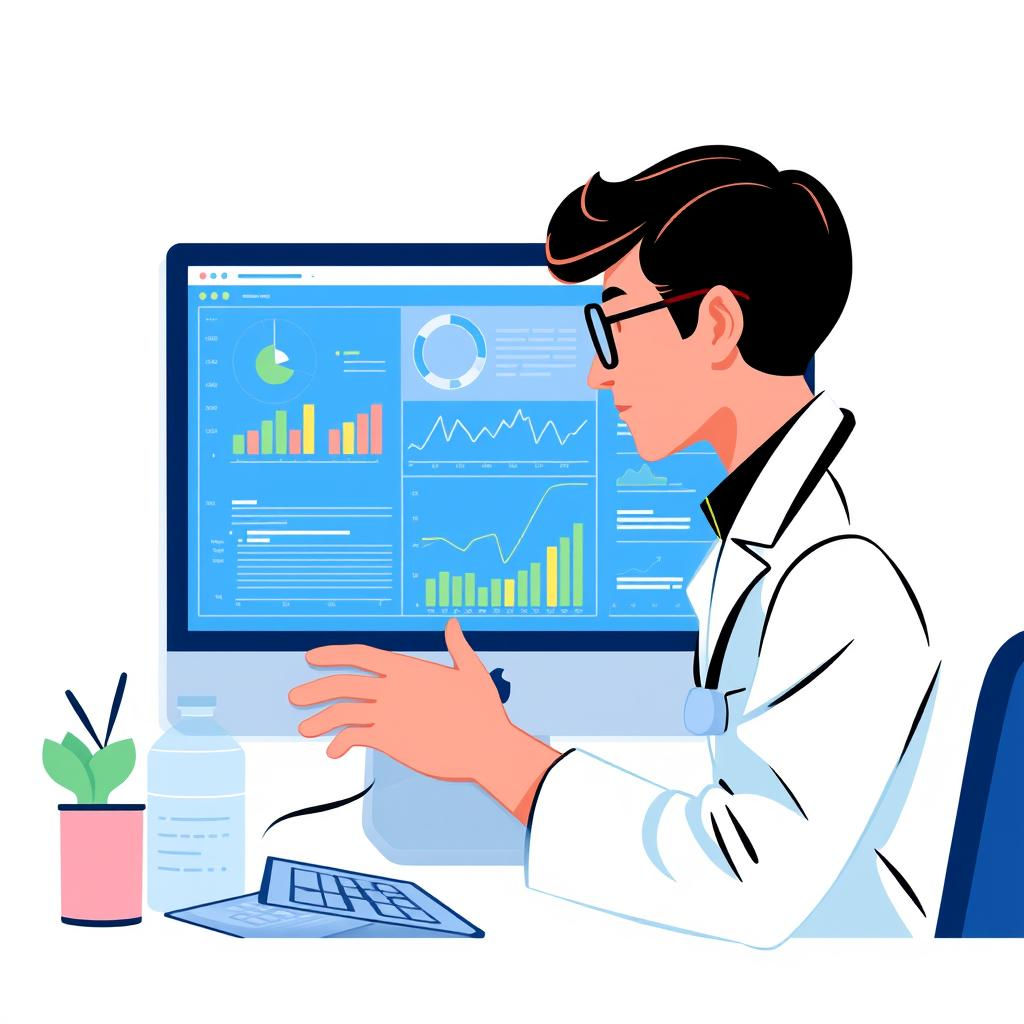 analyst studying data