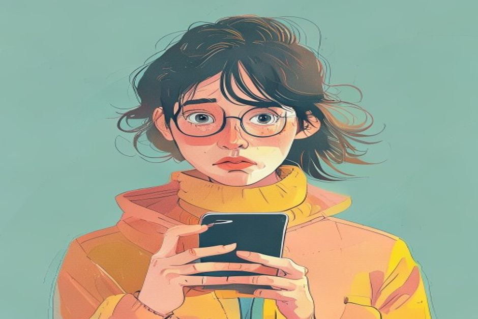 person holding smartphone, 6-12 words
