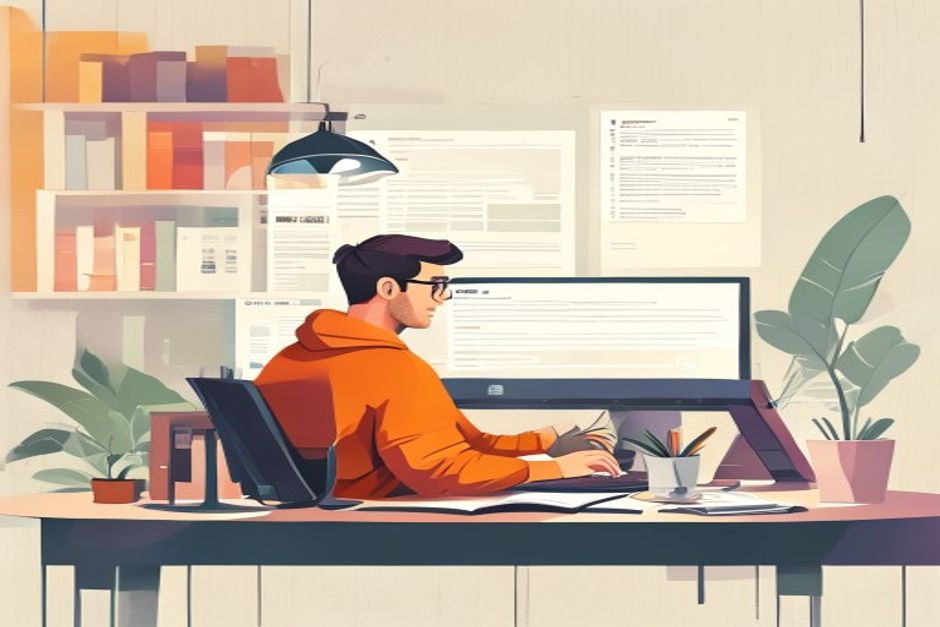 developer at work, 11 words