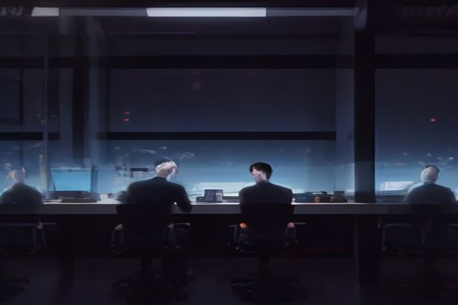 engineers working late at night