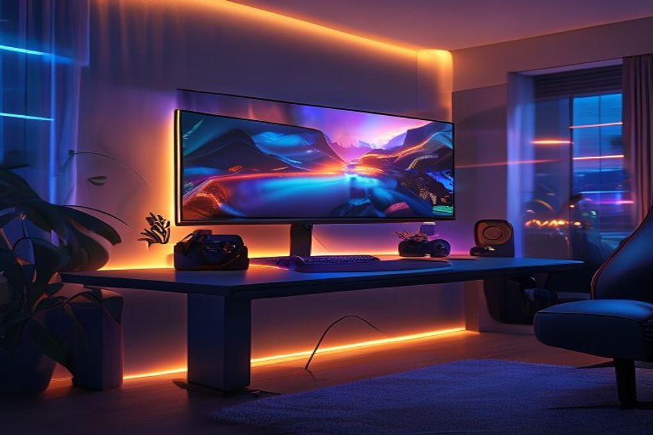 Sleek gaming monitor setup in a modern room