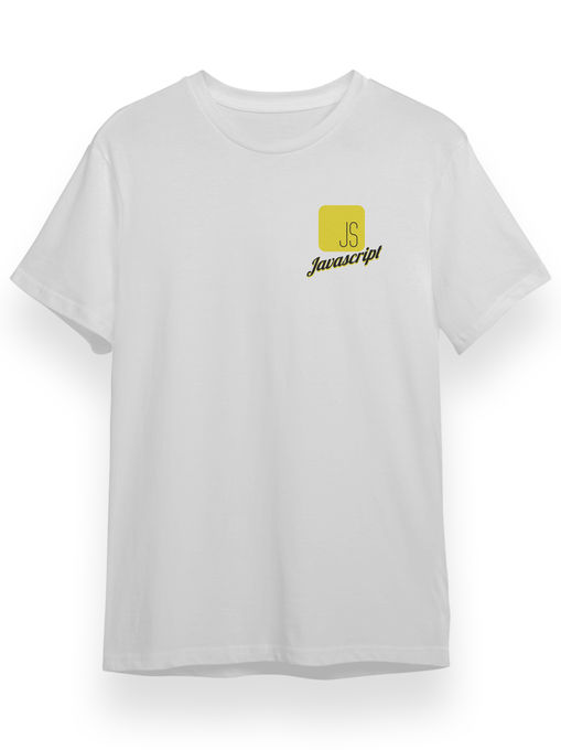 Javascript Baskılı Beyaz Bisiklet Yaka T-shirt