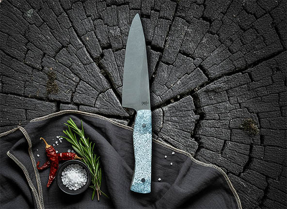 Custom Kitchen Utility knife with a patterned handle