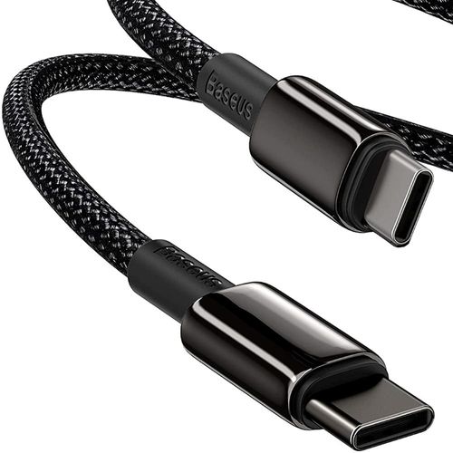 Baseus 100W PD 5A QC 4.0 Fast Charging USB C to USB C Cable, Zinc Alloy Nylon Braided Type C Data Cable 6.6ft