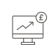 A line icon of a computer with a pound on it.