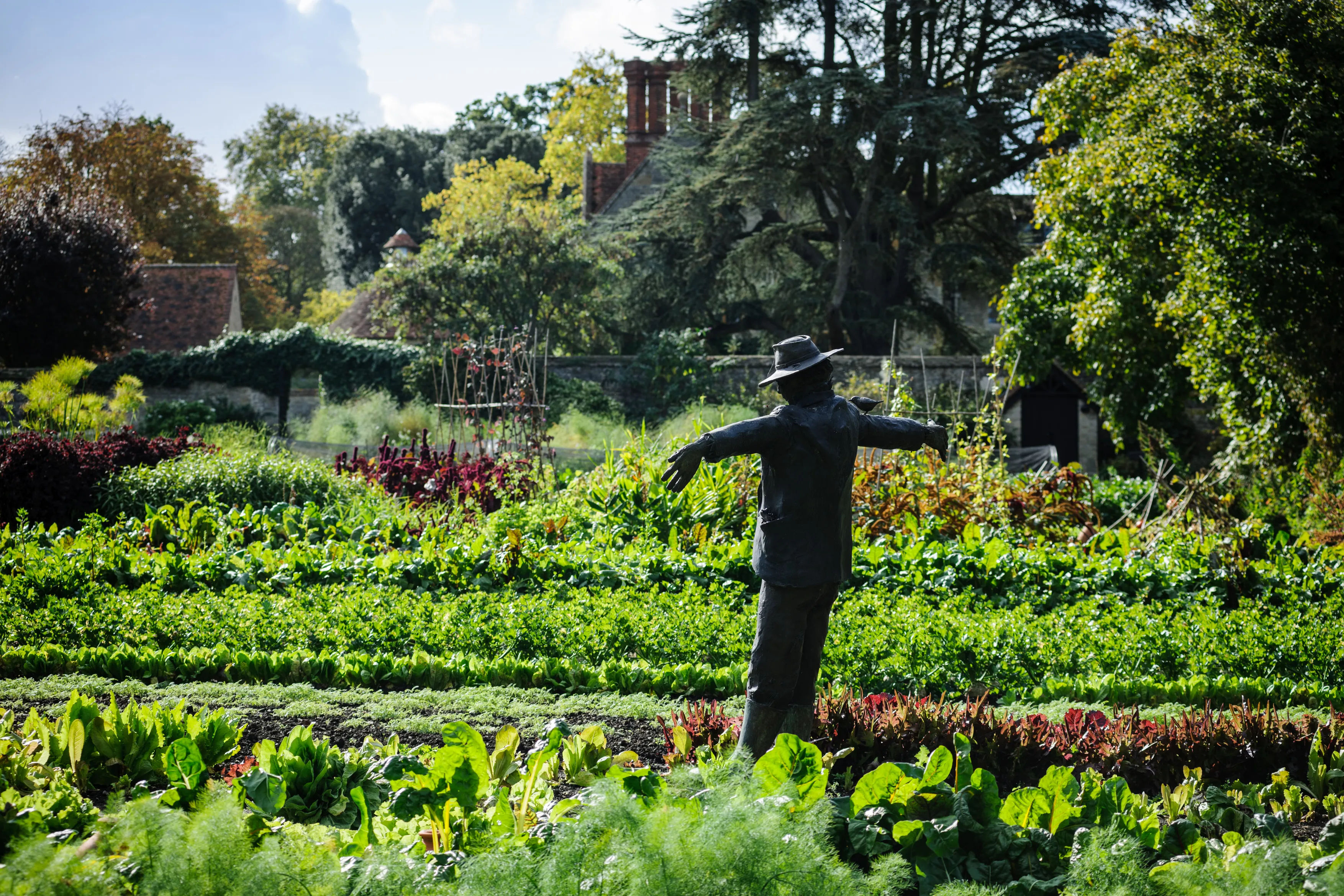 A statue of a man in a garden.