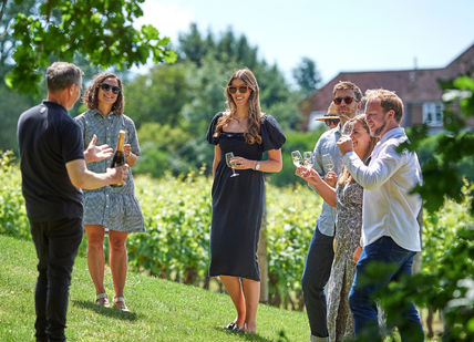 Guide talking about the vineyards and winery