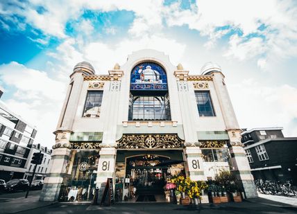 An image of a building with a sky background, Tasting menu. Claude Bosi at Bibendum