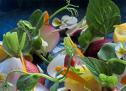 An image of a vase of flowers in a vase, Four-Course Dinner. The Dysart Petersham