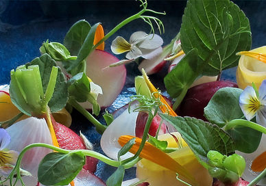 An image of a vase of flowers in a vase, Tasting Menu. The Dysart Petersham